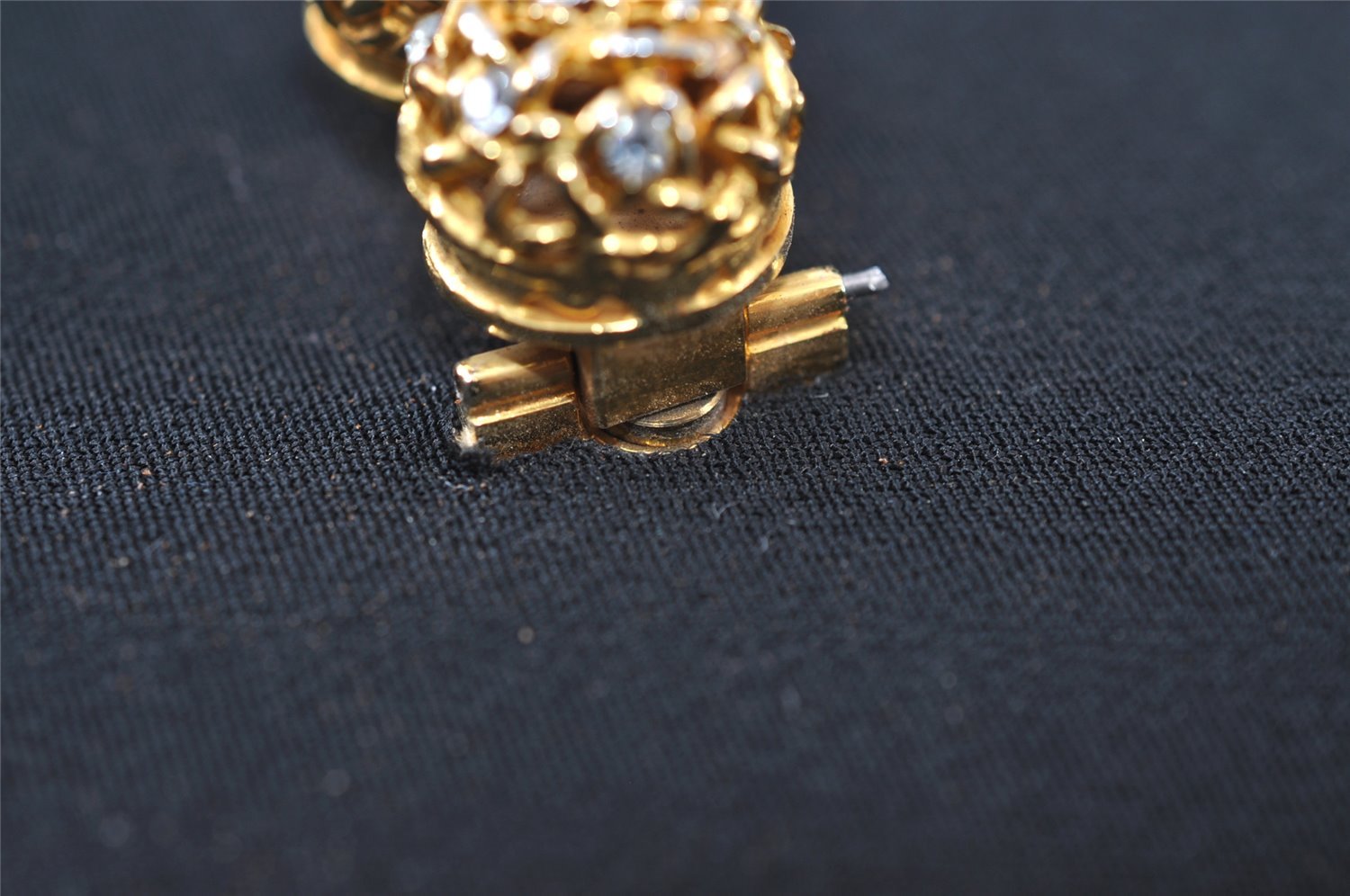 Authentic GUCCI Chain Shoulder Cross Bag Purse Cotton Leather Black 9662I