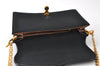 Authentic GUCCI Chain Shoulder Cross Bag Purse Cotton Leather Black 9662I