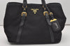 Authentic PRADA Nylon Tessuto Leather 2Way Hand Tote Bag Purse Black 9663I