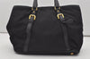 Authentic PRADA Nylon Tessuto Leather 2Way Hand Tote Bag Purse Black 9663I