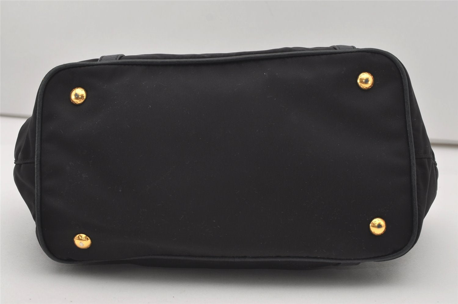 Authentic PRADA Nylon Tessuto Leather 2Way Hand Tote Bag Purse Black 9663I