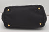 Authentic PRADA Nylon Tessuto Leather 2Way Hand Tote Bag Purse Black 9663I