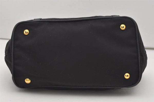 Authentic PRADA Nylon Tessuto Leather 2Way Hand Tote Bag Purse Black 9663I