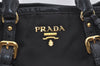 Authentic PRADA Nylon Tessuto Leather 2Way Hand Tote Bag Purse Black 9663I