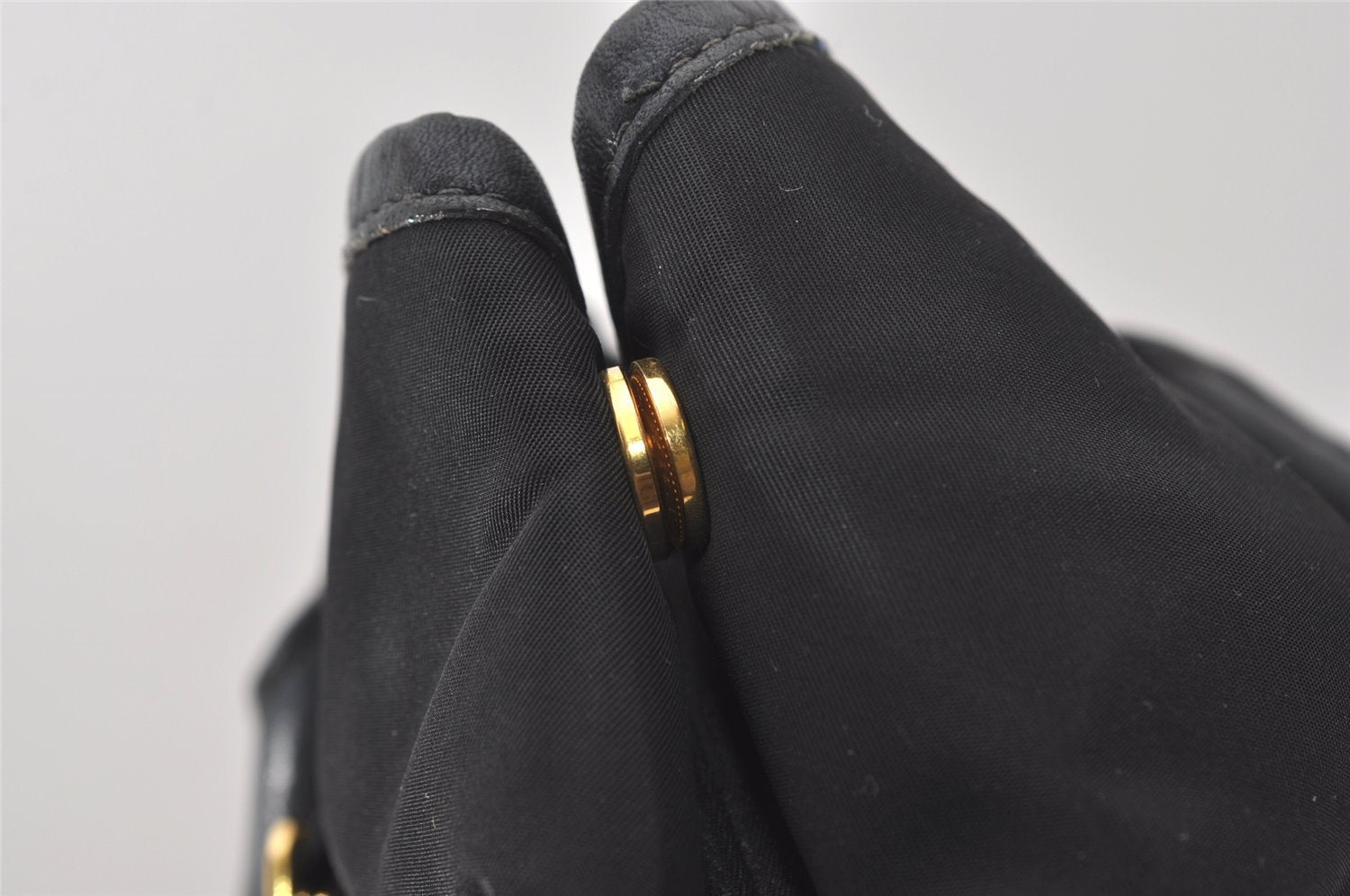 Authentic PRADA Nylon Tessuto Leather 2Way Hand Tote Bag Purse Black 9663I