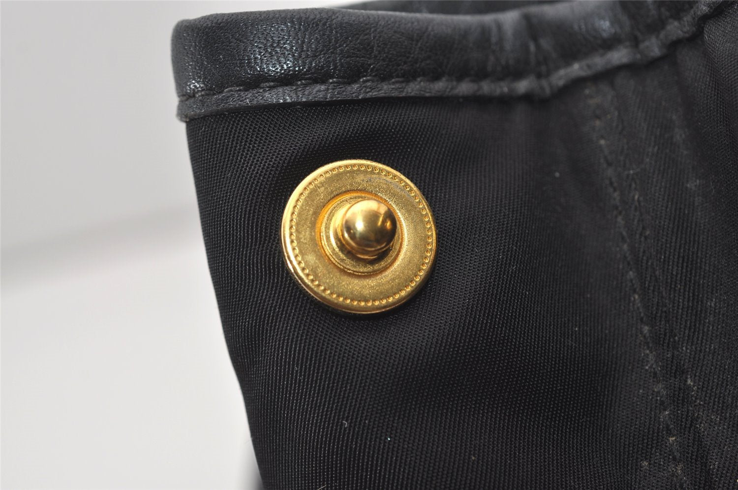 Authentic PRADA Nylon Tessuto Leather 2Way Hand Tote Bag Purse Black 9663I