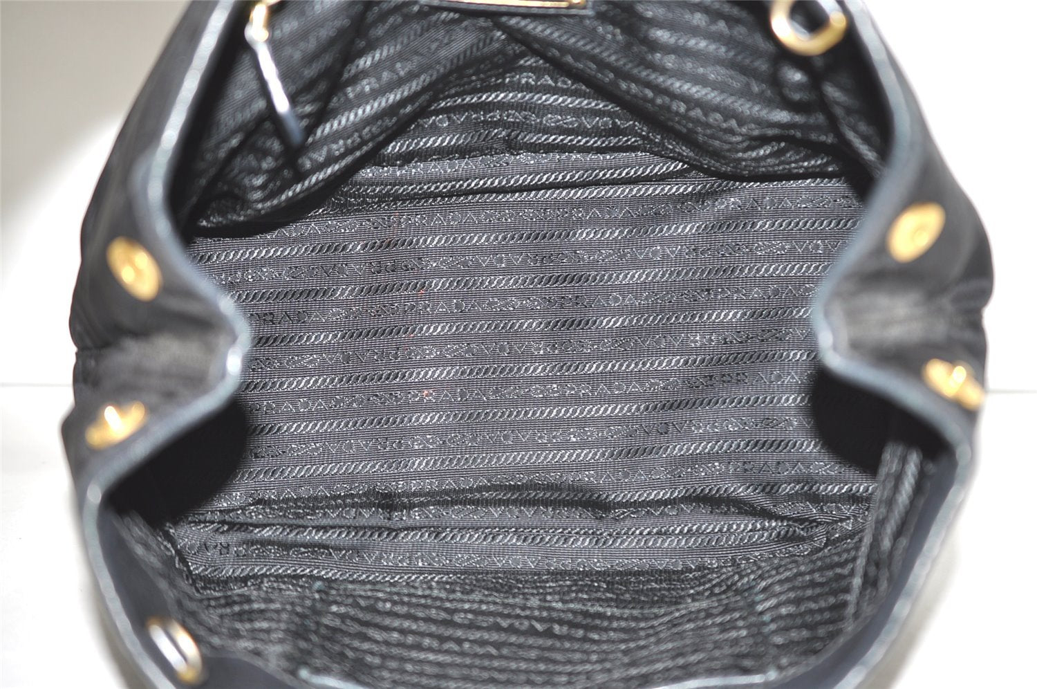 Authentic PRADA Nylon Tessuto Leather 2Way Hand Tote Bag Purse Black 9663I