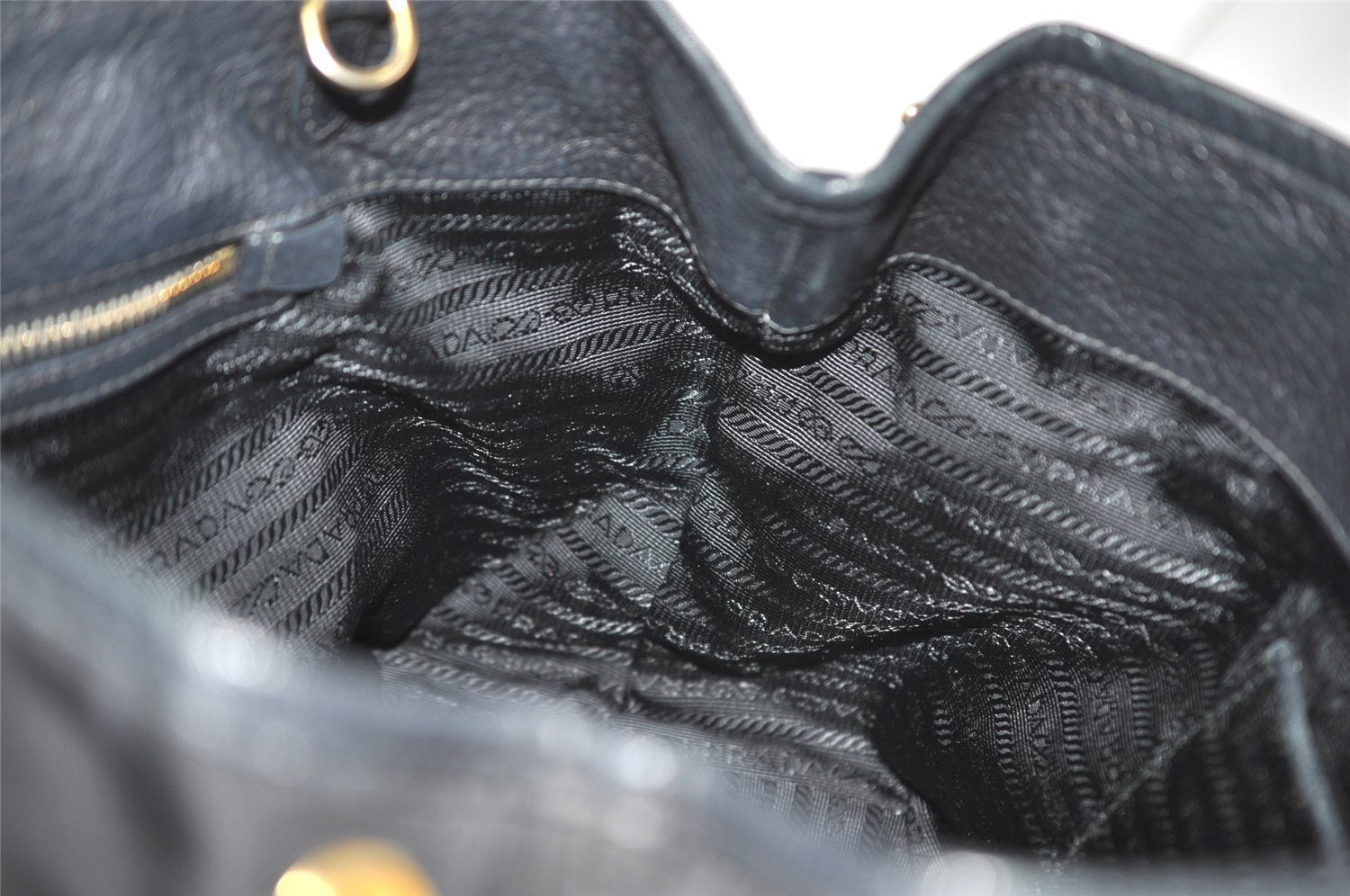 Authentic PRADA Nylon Tessuto Leather 2Way Hand Tote Bag Purse Black 9663I