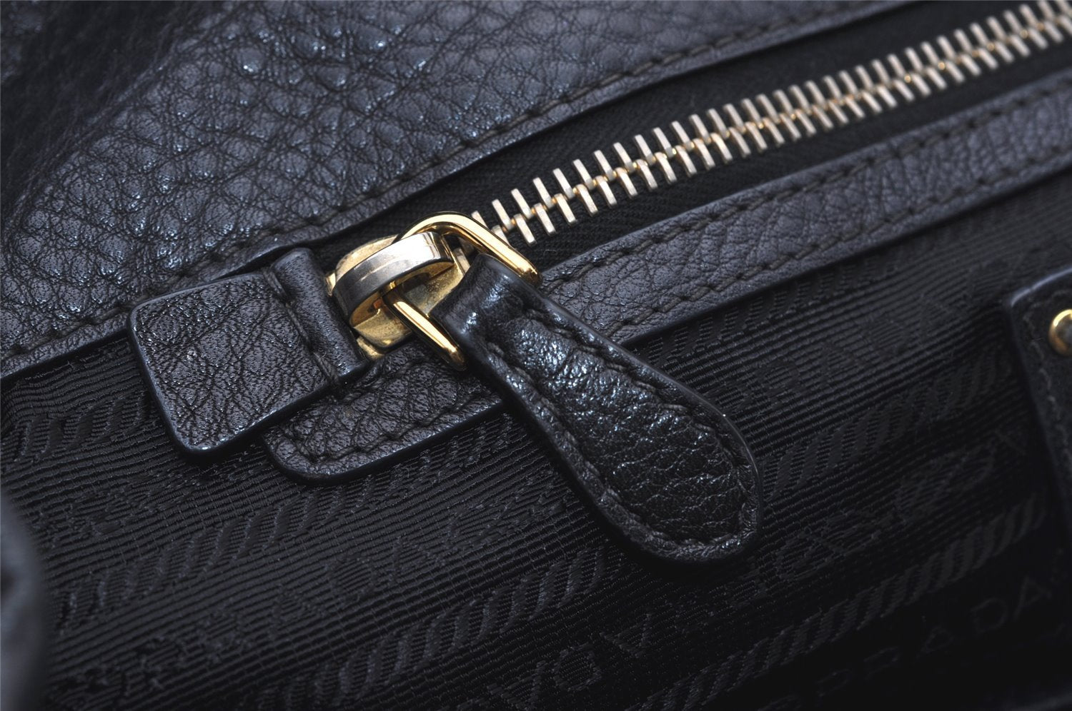 Authentic PRADA Nylon Tessuto Leather 2Way Hand Tote Bag Purse Black 9663I