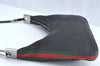 Authentic GUCCI Web Sherry Line Shoulder Bag Canvas Leather 01233 Black 9664I