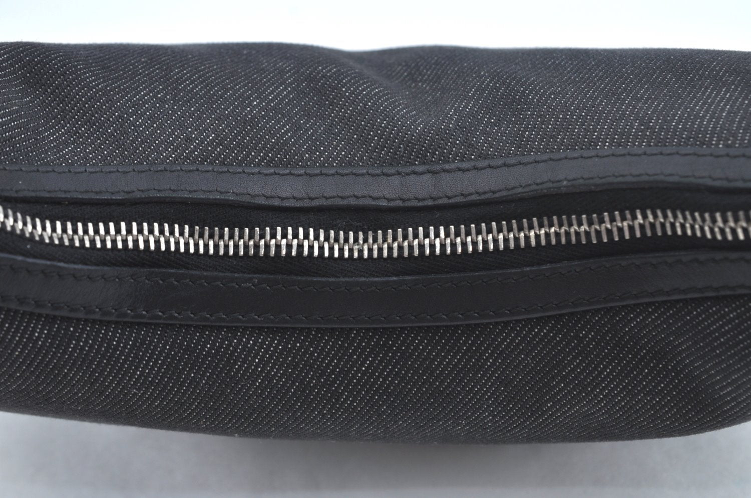 Authentic GUCCI Web Sherry Line Shoulder Bag Canvas Leather 01233 Black 9664I