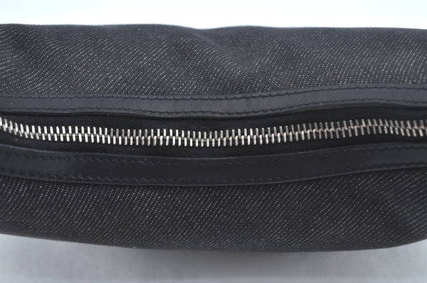 Authentic GUCCI Web Sherry Line Shoulder Bag Canvas Leather 01233 Black 9664I