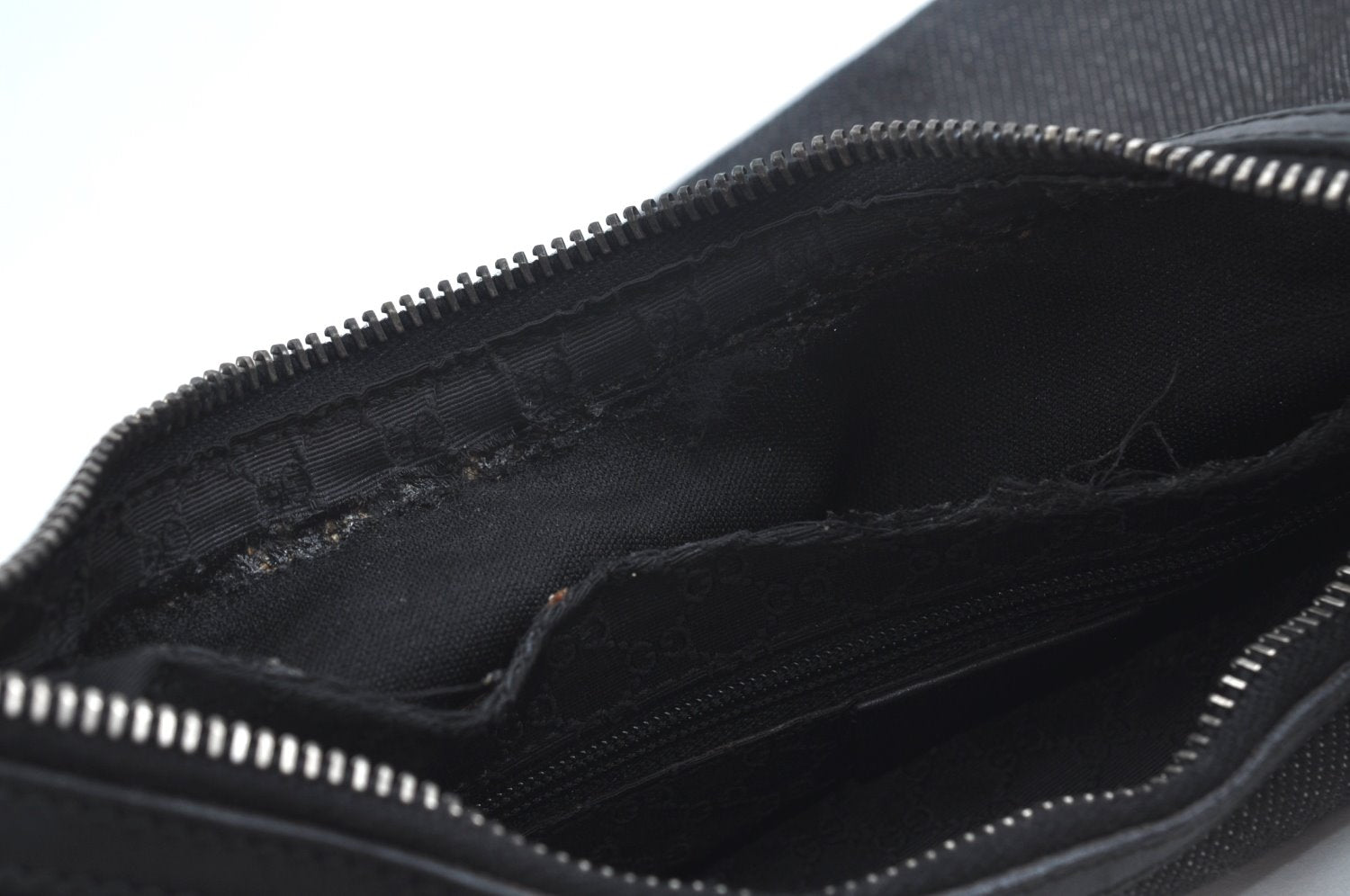 Authentic GUCCI Web Sherry Line Shoulder Bag Canvas Leather 01233 Black 9664I