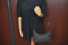 Authentic GUCCI Web Sherry Line Shoulder Bag Canvas Leather 01233 Black 9664I