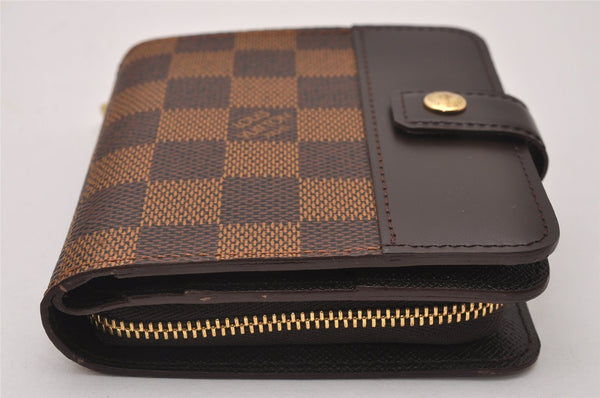 Authentic Louis Vuitton Damier Compact Zip Bifold Wallet Purse N61668 LV 9666I