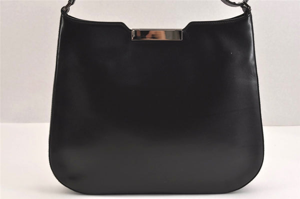 Authentic Salvatore Ferragamo Gancini Leather Shoulder Hand Bag Black SF 9667J