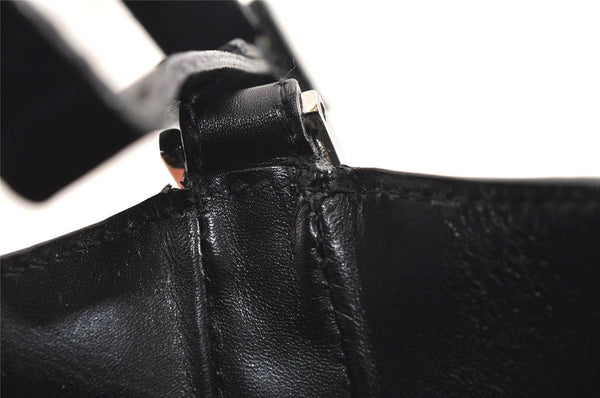 Authentic Salvatore Ferragamo Gancini Leather Shoulder Hand Bag Black SF 9667J