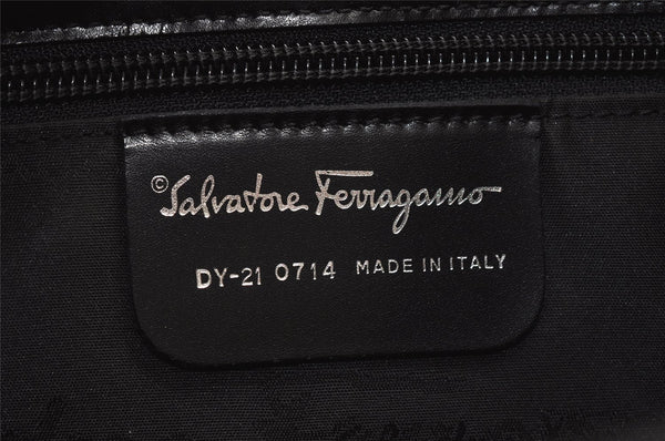 Authentic Salvatore Ferragamo Gancini Leather Shoulder Hand Bag Black SF 9667J