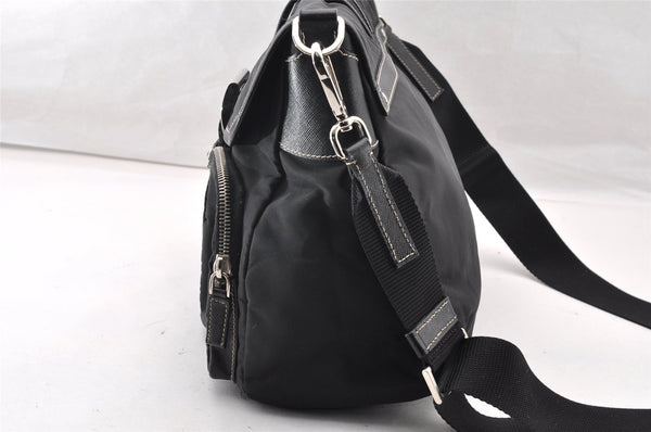 Authentic PRADA Nylon Tessuto Leather Shoulder Cross Body Bag VA0768 Black 9671I
