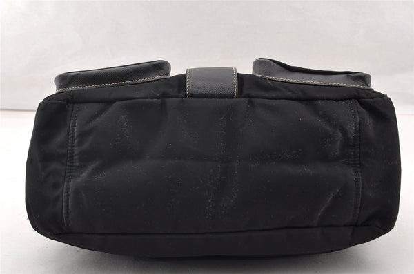 Authentic PRADA Nylon Tessuto Leather Shoulder Cross Body Bag VA0768 Black 9671I