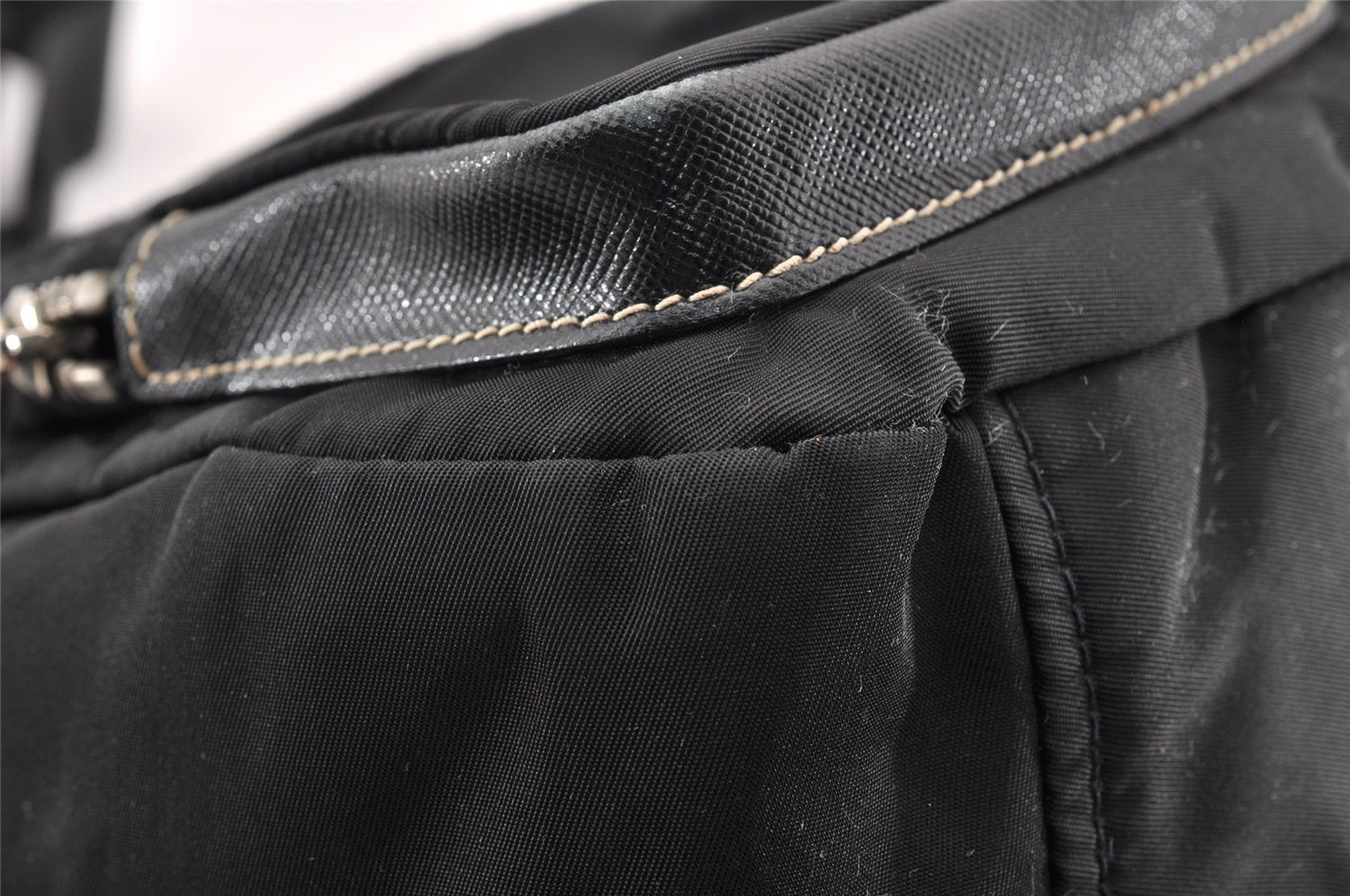 Authentic PRADA Nylon Tessuto Leather Shoulder Cross Body Bag VA0768 Black 9671I