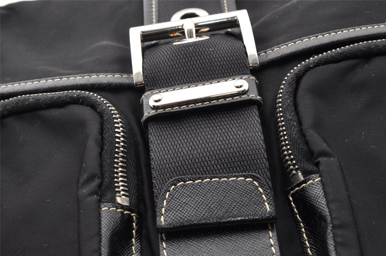 Authentic PRADA Nylon Tessuto Leather Shoulder Cross Body Bag VA0768 Black 9671I