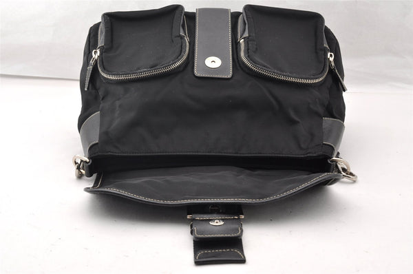 Authentic PRADA Nylon Tessuto Leather Shoulder Cross Body Bag VA0768 Black 9671I