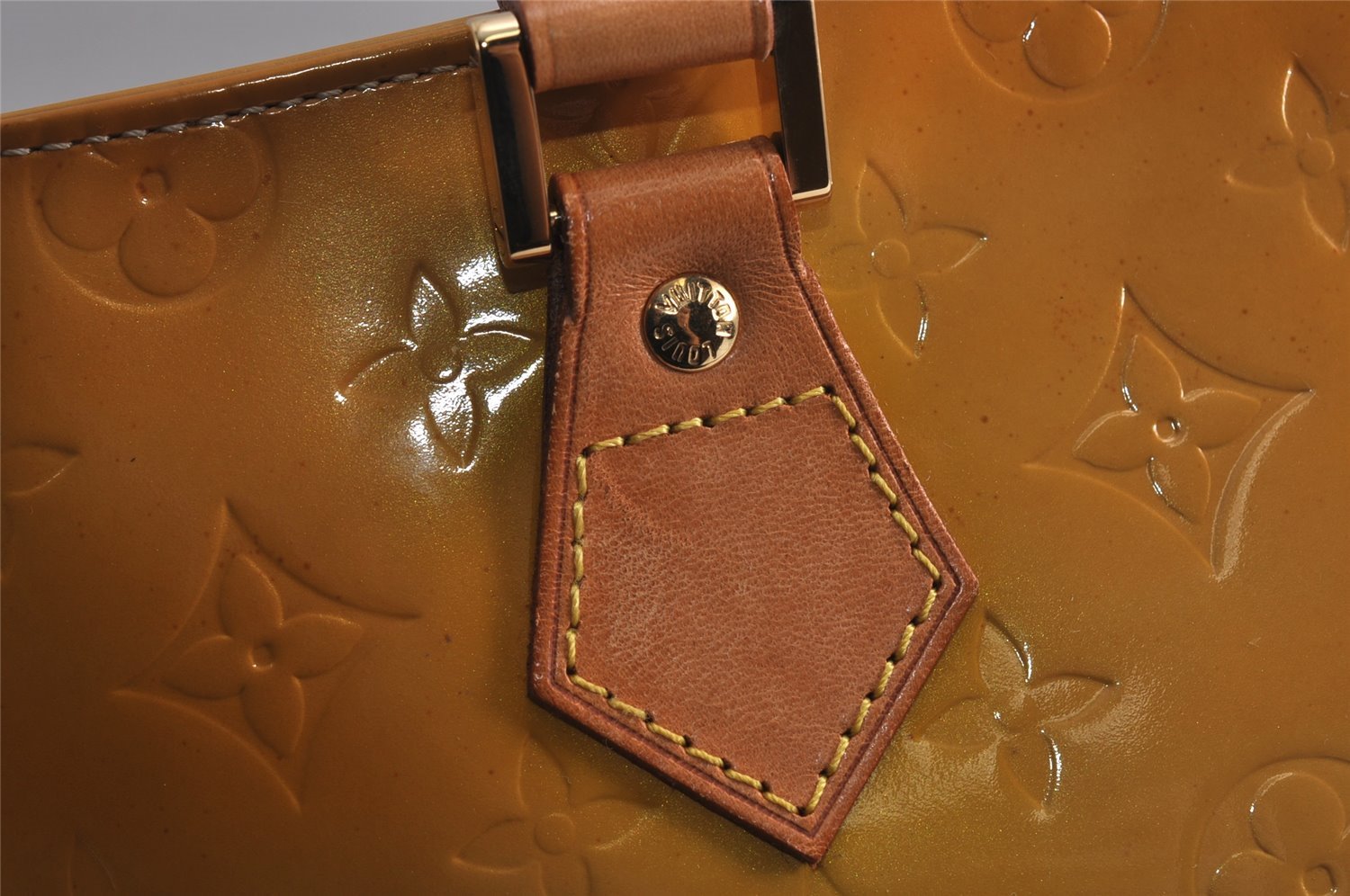 Authentic Louis Vuitton Vernis Houston Shoulder Hand Bag Yellow M91004 LV 9672J