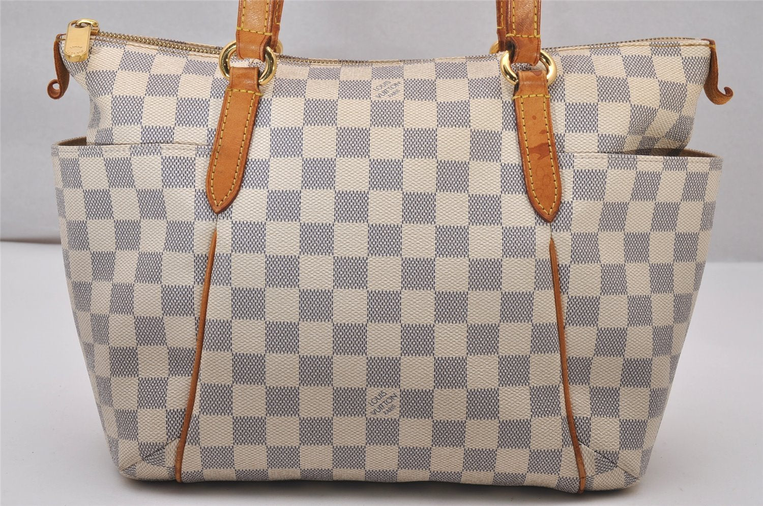 Authentic Louis Vuitton Damier Azur Totally PM Tote Bag White N41280 LV 9673I