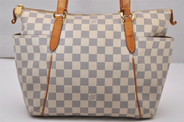 Authentic Louis Vuitton Damier Azur Totally PM Tote Bag White N41280 LV 9673I