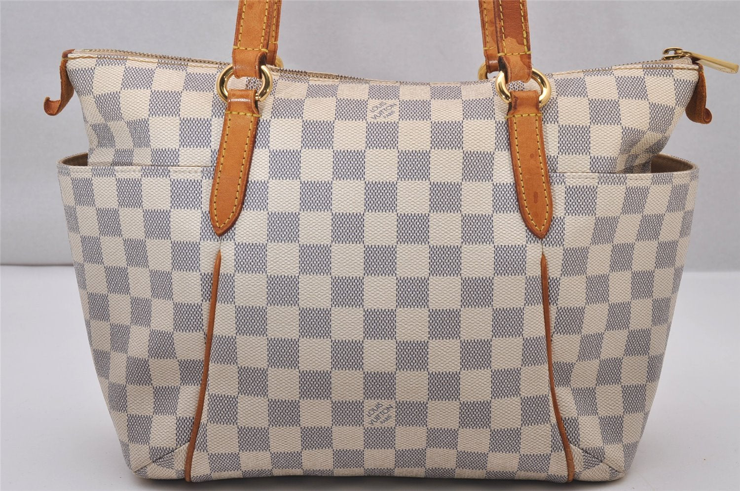 Authentic Louis Vuitton Damier Azur Totally PM Tote Bag White N41280 LV 9673I