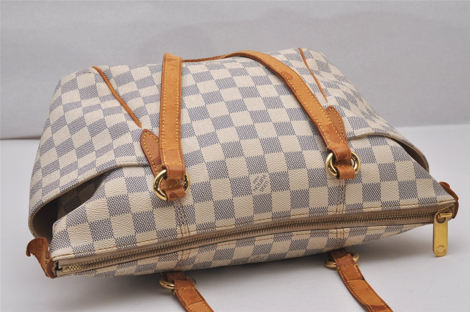 Authentic Louis Vuitton Damier Azur Totally PM Tote Bag White N41280 LV 9673I