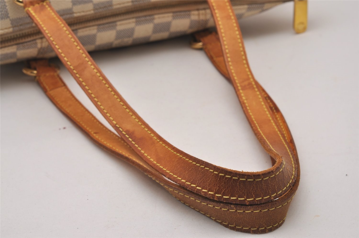 Authentic Louis Vuitton Damier Azur Totally PM Tote Bag White N41280 LV 9673I