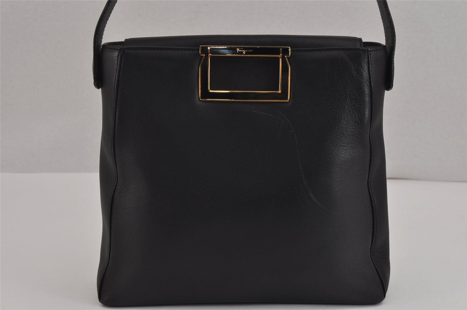 Authentic Salvatore Ferragamo 2Way Shoulder Hand Bag Leather Black SF 9675J