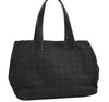 Authentic CHANEL New Travel Line Shoulder Tote Bag Nylon Leather Black 9676I