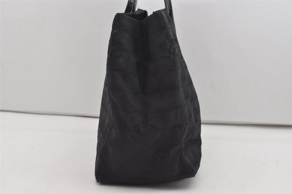Authentic CHANEL New Travel Line Shoulder Tote Bag Nylon Leather Black 9676I