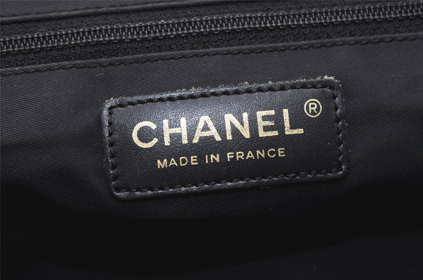 Authentic CHANEL New Travel Line Shoulder Tote Bag Nylon Leather Black 9676I