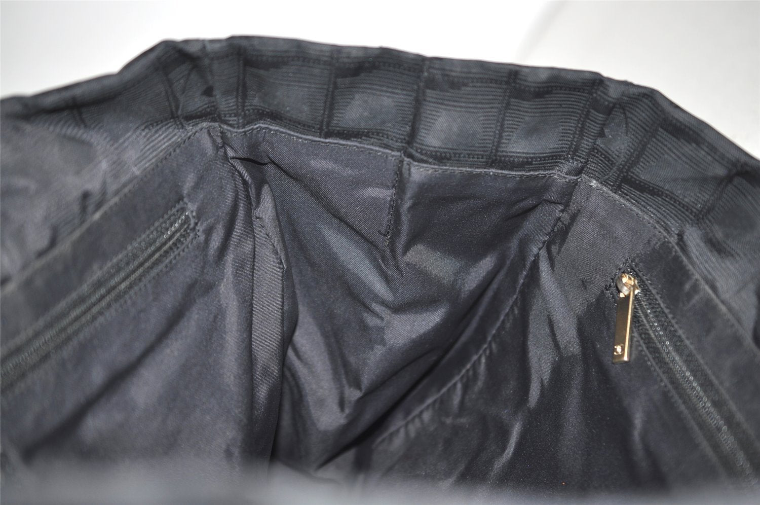 Authentic CHANEL New Travel Line Shoulder Tote Bag Nylon Leather Black 9676I