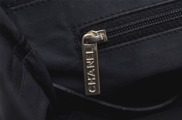 Authentic CHANEL New Travel Line Shoulder Tote Bag Nylon Leather Black 9676I