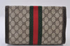 Authentic GUCCI Web Sherry Line Clutch Hand Bag GG PVC Leather Brown Junk 9677I