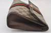 Authentic GUCCI Web Sherry Line Clutch Hand Bag GG PVC Leather Brown Junk 9677I