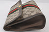 Authentic GUCCI Web Sherry Line Clutch Hand Bag GG PVC Leather Brown Junk 9677I