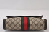 Authentic GUCCI Web Sherry Line Clutch Hand Bag GG PVC Leather Brown Junk 9677I