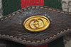 Authentic GUCCI Web Sherry Line Clutch Hand Bag GG PVC Leather Brown Junk 9677I