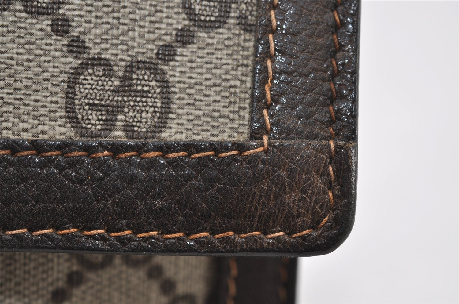 Authentic GUCCI Web Sherry Line Clutch Hand Bag GG PVC Leather Brown Junk 9677I