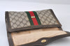 Authentic GUCCI Web Sherry Line Clutch Hand Bag GG PVC Leather Brown Junk 9677I