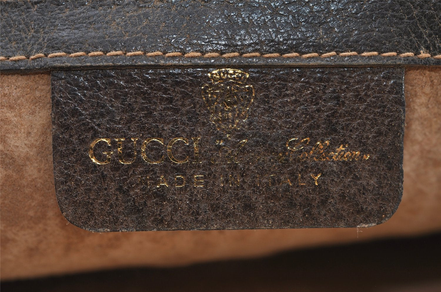 Authentic GUCCI Web Sherry Line Clutch Hand Bag GG PVC Leather Brown Junk 9677I