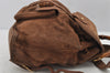 Authentic GUCCI Vintage Bamboo Drawstring Backpack Suede Leather Brown 9679J