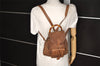 Authentic GUCCI Vintage Bamboo Drawstring Backpack Suede Leather Brown 9679J