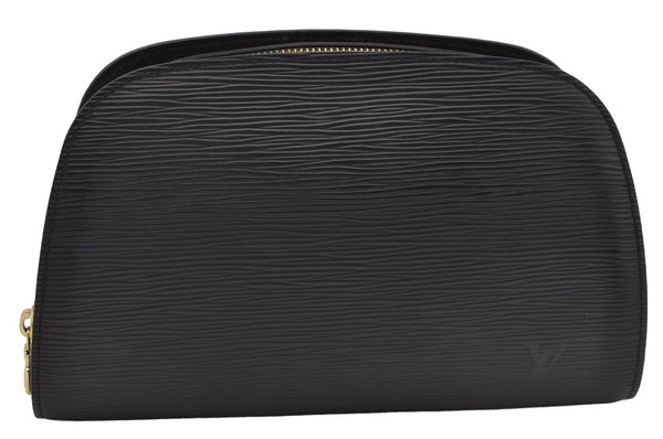 Authentic Louis Vuitton Epi Dauphine MM Pouch Clutch Bag Black M48452 LV 9680I
